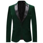 Allthemen blazer homme slim fit blazer en velours tuxedo de mariage avec un bouton veste vert