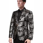 Allthemen blazer  paillettes hommes slim fit paisley jacquard suit veste de smoking de mariage argent ...