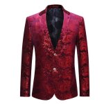 Allthemen blazer  paillettes hommes slim fit paisley jacquard suit veste de smoking de mariage rouge ...