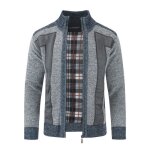 Allthemen cardigan homme dhiver  col montant veste en maille pull pais chaude zipp gris clair