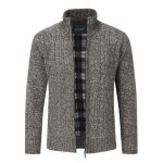 Allthemen cardigan hommes slim fit casual veste grosse maille col droit 5 couleurs unie marron