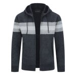 Allthemen cardigan homme en tricot  capuche zipp manches longues pais casual dhiver gris fonc