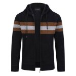 Allthemen cardigan homme en tricot  capuche zipp manches longues pais casual dhiver noir