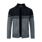 Allthemen cardigan homme en tricot fermeture �clair grossi�re veste de loisirs hiver ext�rieur noir