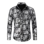 Allthemen chemise homme  manches longues paisley floral jacquard casual imprime pour mariage soire ...