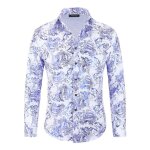 Allthemen chemise homme � manches longues paisley floral jacquard casual imprim�e pour mariage soir�e ...