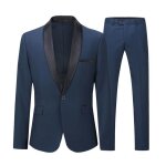 Allthemen combinaison 2 pices elgant col vert fruit costume homme formel bleu marine