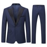 Allthemen costume deux pi�ces coupe slim pour homme avec blazer simple boutonnage et pantalon marine