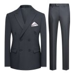 Allthemen costume deux pices pour homme couleur unie revers en pointe veste de costume croise pantalon ...