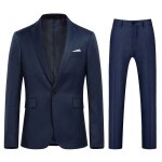 Allthemen costume homme 2 pièces à un bouton blazer mariage avec fente arrière casual daffaires bleu Allthemen costume homme 2 pièces à un bouton blazer mariage avec fente arrière casual daffaires bleu