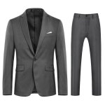 Allthemen costume homme 2 pièces à un bouton blazer mariage avec fente arrière casual daffaires gris Allthemen costume homme 2 pièces à un bouton blazer mariage avec fente arrière casual daffaires gris