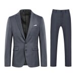 Allthemen costume homme daffaires 2 pices casual  deux boutons pour mariage (blazer + pantalon) gris ...
