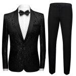 Allthemen costume homme 2 pièces jacquard coupe slim costumes de smoking luxe formelle mariage dîner ... Allthemen costume homme 2 pièces jacquard coupe slim costumes de smoking luxe formelle mariage dîner ...