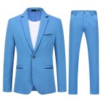 Allthemen costume hommes 2 pi�ces slim fit costard un bouton causal daffaires pour mariage bleu ciel