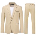 Allthemen costume hommes 2 pi�ces slim fit costard un bouton causal daffaires pour mariage kaki