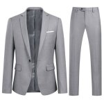 Allthemen costume homme 2 pi�ces uni en gris clair el�gant et polyvalent con�u pour un style urbain sophistiqu ...