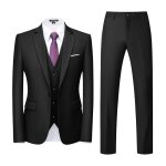 Allthemen costume homme 3 pièces un bouton slim fit veste de smoking formel casual pour mariage noir Allthemen costume homme 3 pièces un bouton slim fit veste de smoking formel casual pour mariage noir