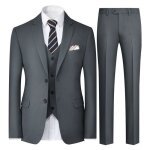 Allthemen costume homme 3 pièces coupe slim mariage casual veste gilet pantalon 2 boutons gris foncé Allthemen costume homme 3 pièces coupe slim mariage casual veste gilet pantalon 2 boutons gris foncé