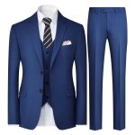 Allthemen costume homme 3 pièces coupe slim mariage casual veste gilet pantalon 2 boutons marine Allthemen costume homme 3 pièces coupe slim mariage casual veste gilet pantalon 2 boutons marine