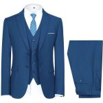 Allthemen costume hommes 3 piece deux boutons blazer gilet pantalon casual pour mariage bleu