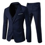 Allthemen costume hommes 3 piece deux boutons blazer mariage gilet pantalon pour bleu fonc