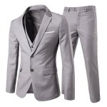Allthemen costume hommes 3 piece deux boutons blazer mariage gilet pantalon pour gris clair