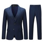 Allthemen costume homme 3 pices mariage casual veste gilet pantalon 2 boutons daffaires bleu fonc