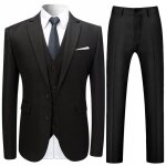 Allthemen costume homme 3 pices mariage slim fit formel deux boutons - blazer veste gilet et pantalon ...