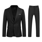 Allthemen costume homme daffaires 2 pices casual  deux boutons pour mariage (blazer + pantalon) noir ...