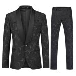 Allthemen costume homme deux pices pour homme (veste + pantalon) veste  col shawl imprim un bouton ...