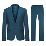 Allthemen costume homme formel deux pi�ces slim fit daffaire de couleur uni veste 2 boutons pour mariagebleu ...
