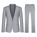 Allthemen costume homme formel deux pi�ces slim fit daffaire de couleur uni veste 2 boutons pour mariagegris ...