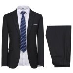Allthemen costume homme formel deux pi�ces slim fit daffaire de couleur uni veste 2 boutons pour mariagenoir ...