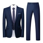 Allthemen costume homme mariage 2 pices slim fit smoking un bouton couleur pure formel veste et pantalon ...