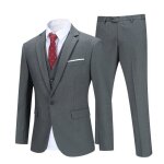 Allthemen costume homme mariage 3 pi�ces slim fit smoking veste gilet et pantalon un bouton couleur pure ...