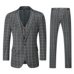 Allthemen costume homme trois pi�ces (veste gilet et pantalon) homme � carreaux business d�contract� ...