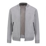 Allthemen gilet - cardigan homme � col mao zipp� manches longues d�tendu poche c�t� gris clair