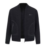 Allthemen gilet - cardigan homme � col mao zipp� manches longues d�tendu poche c�t� noir