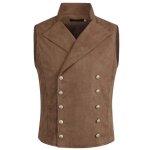 Allthemen gilet homme dcontract double boutonnage taille adjustable couleur unie lgante marron
