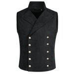 Allthemen gilet de costume homme d�contract� � double boutonnage avec poches noir