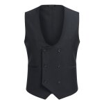 Allthemen gilet homme costume de gilet casual business double boutonnage  col en u noir