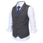 Allthemen gilet homme formel costume gilet tweed en laine coupe slim fit daffaires pour mariage gris