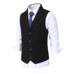 Allthemen gilet homme formel costume gilet tweed en laine coupe slim fit daffaires pour mariage noir Allthemen gilet homme formel costume gilet tweed en laine coupe slim fit daffaires pour mariage noir