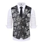 Allthemen gilet homme paisley jacquard classique smoking vestes de costume de mariage formel noir or Allthemen gilet homme paisley jacquard classique smoking vestes de costume de mariage formel noir or