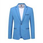Allthemen homme blazer veste de costume homme à un bouton business slim fit bleu ciel Allthemen homme blazer veste de costume homme à un bouton business slim fit bleu ciel