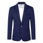 Allthemen homme blazer veste de costume homme � un bouton business slim fit bleu fonc�