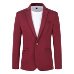 Allthemen homme blazer veste de costume homme � un bouton business slim fit bordeaux