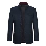 Allthemen manteau homme dhiver caban court slim fit col montant daffaires sans repassage casual bleu