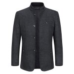 Allthemen manteau homme dhiver caban court slim fit col montant daffaires sans repassage casual gris