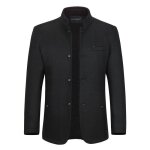 Allthemen manteau homme dhiver caban court slim fit col montant daffaires sans repassage casual noir